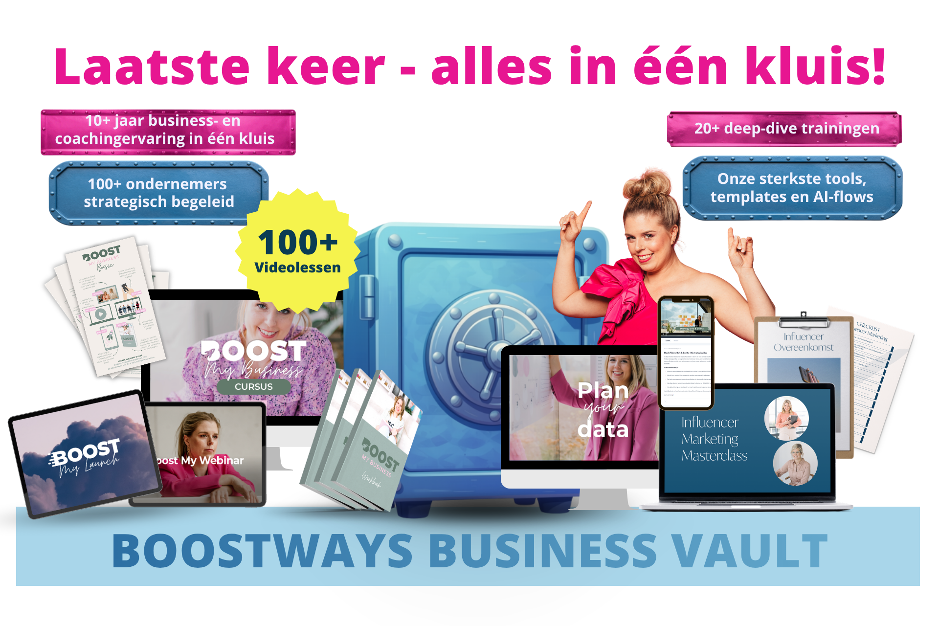 Laatste keer - alles in één kluis: Boostways Business Vault met 9 cursussen, 100+ videolessen en templates voor €222